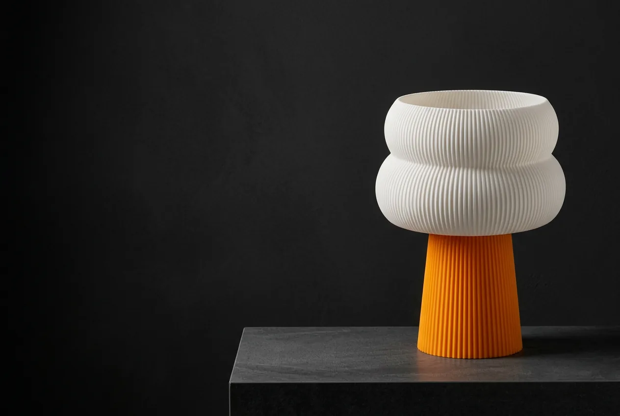 Nuvola on a stone plinth in a dark showroom