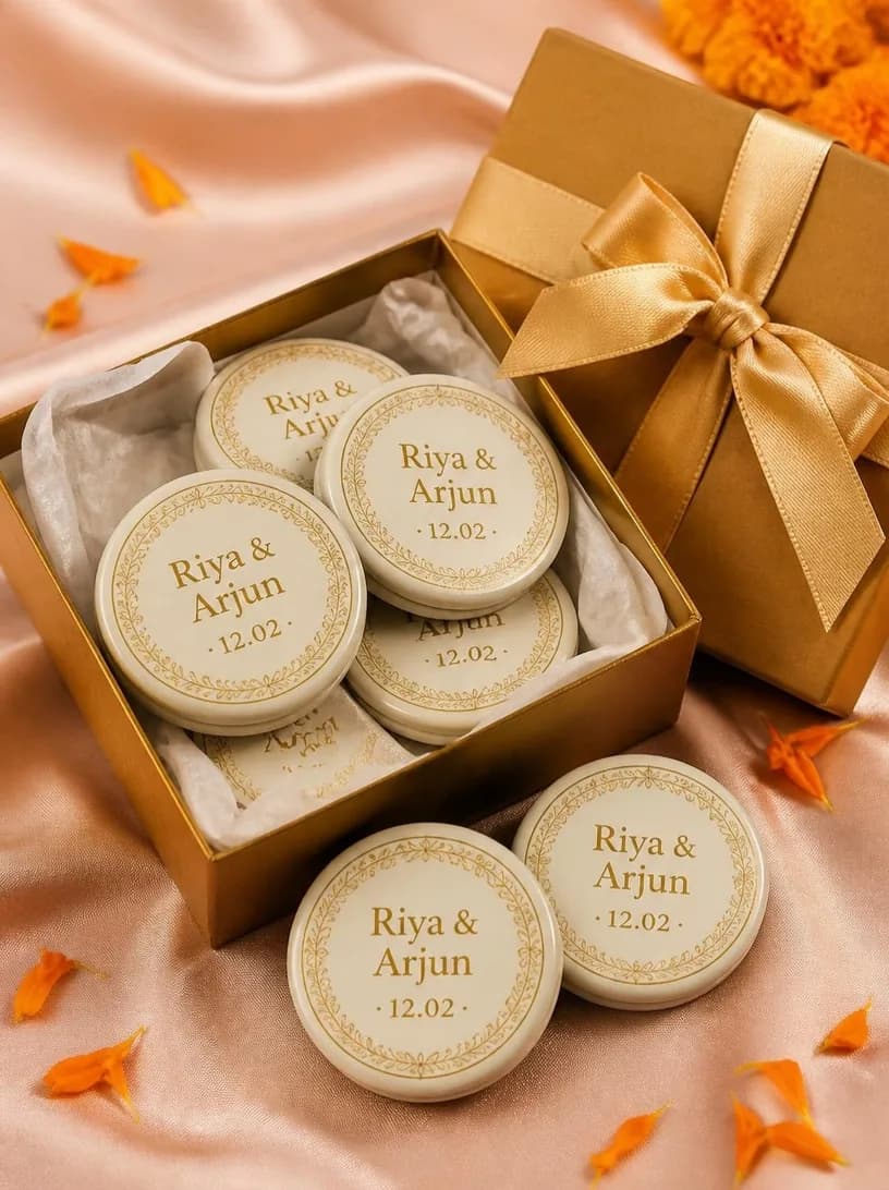 Return-Gift Magnets, A keepsake for every guest who came.