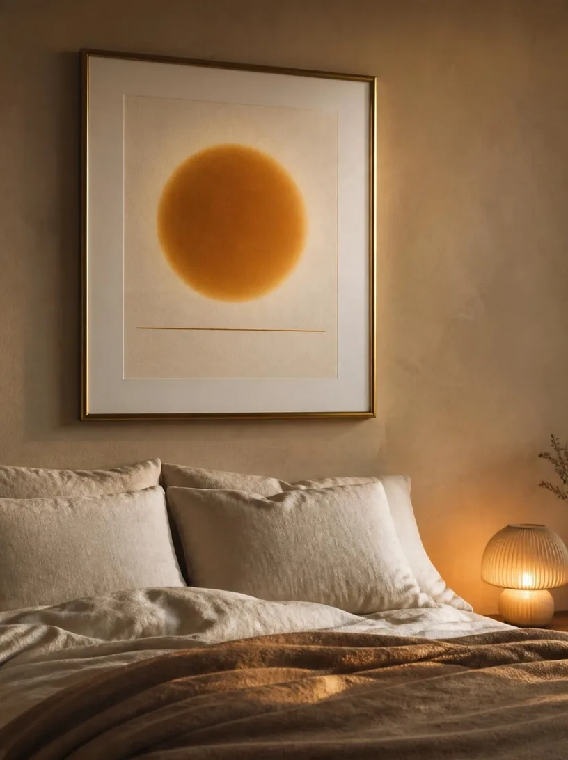 Soleil, A low amber sun for the wall above the bed.
